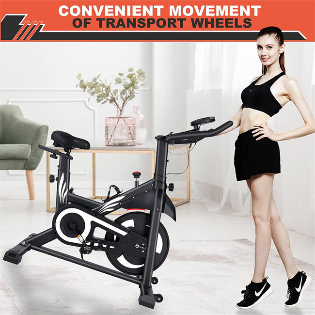 Exercise Bike Stationary - Stationary bike for home - Indoor Cycling Bike with Comfortable Seat LCD Monitor and iPad Holder